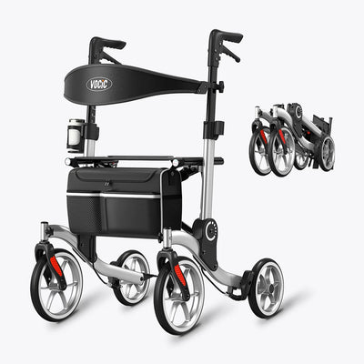 VOCIC 9.5" Wheels Ultralight Walker for Seniors with Seat, Z36