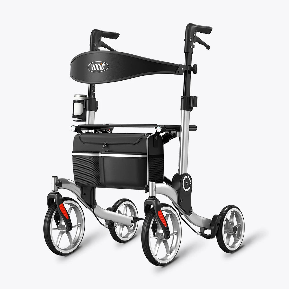VOCIC 9.5" Wheels Ultralight Walker for Seniors with Seat, Z36