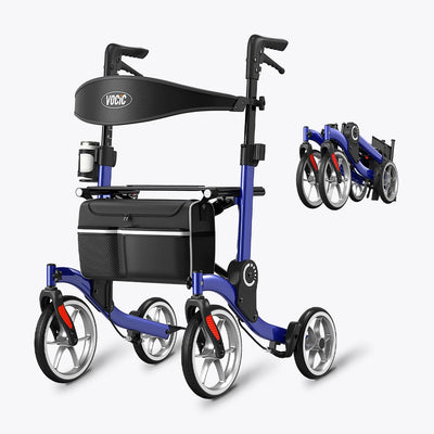 VOCIC 9.5" Wheels Ultralight Walker for Seniors with Seat, Z36