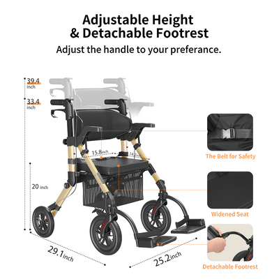 Used VOCIC Z51 Shift Combo 2 In 1 Rollator Walker