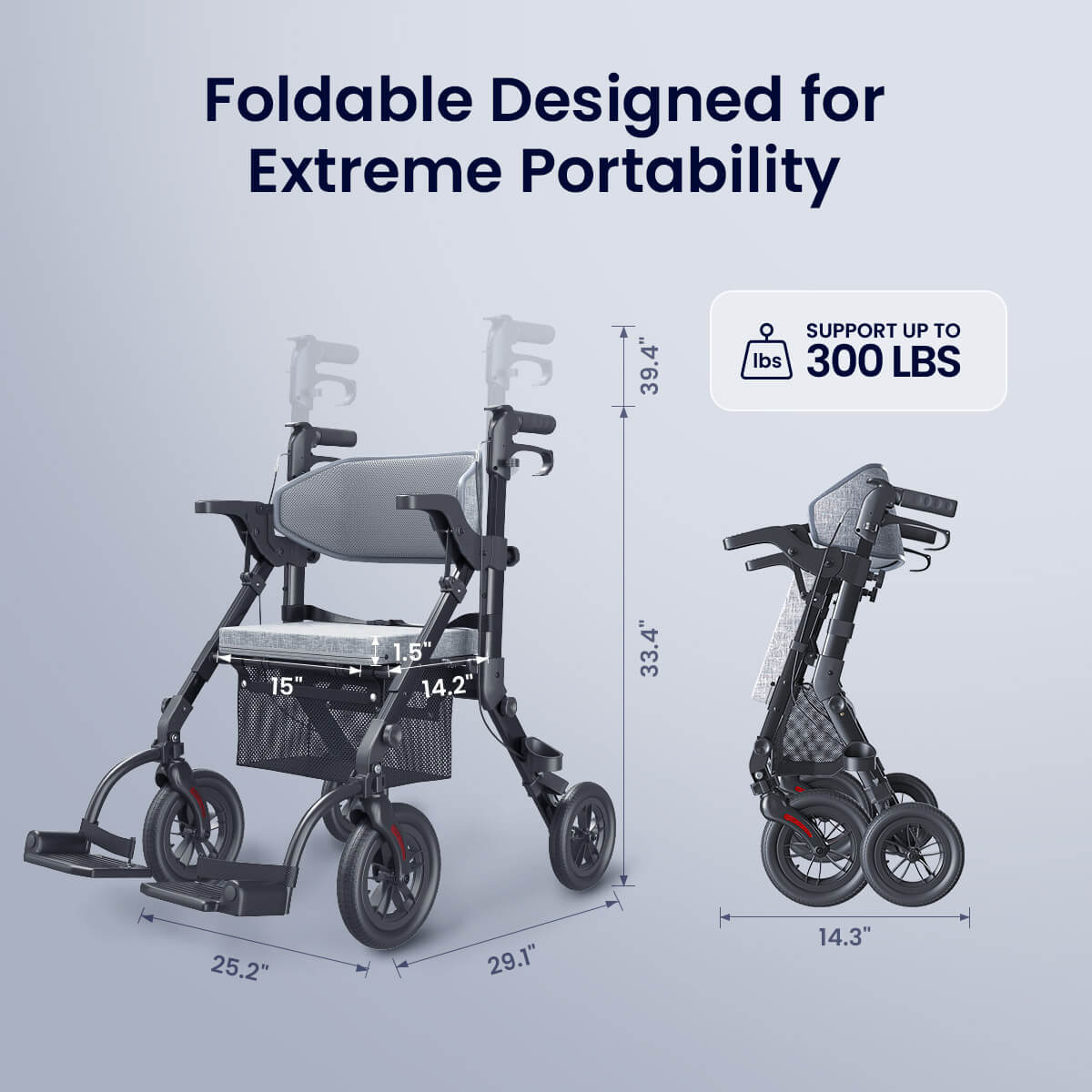 Used VOCIC Z51 Shift Combo 2 In 1 Rollator Walker