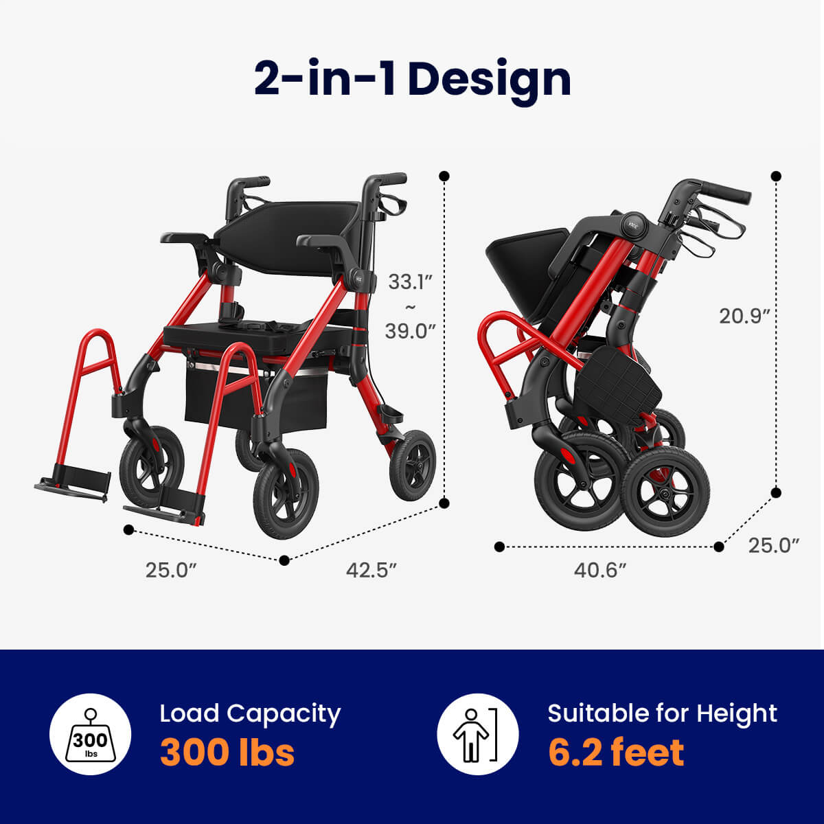 VOCIC Z55 Rollator Walkers with Seat