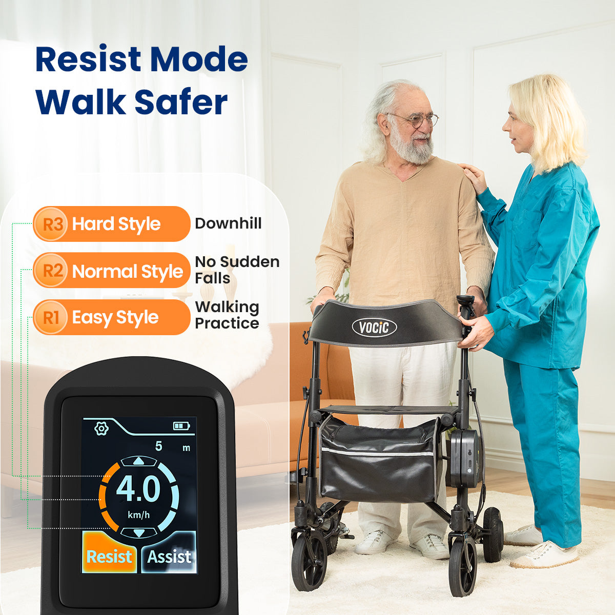 VOCIC Z73 Electric Outdoor Foldable Rolling Walker