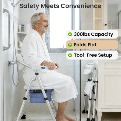 VOCIC Heavy Duty Folding Shower Chair