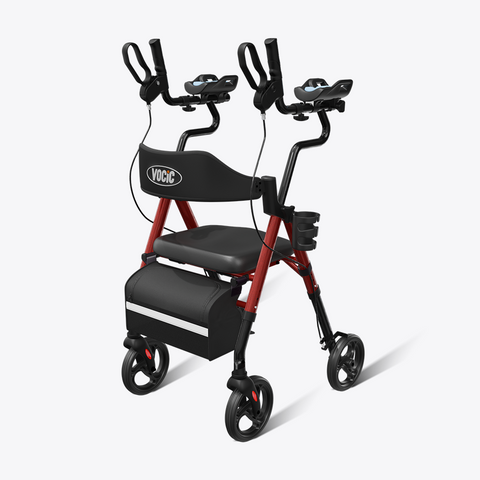 VOCIC Z22 Upright Walker with Seat, Upright Foldable Rollator